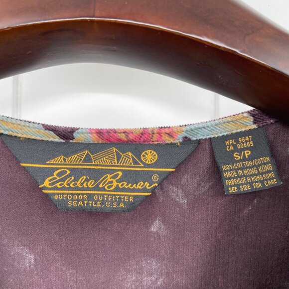 Vintage 90s Eddie Bauer Dark Floral Corduroy Midi Jumper Dress | Size S/M - Picture 8 of 10